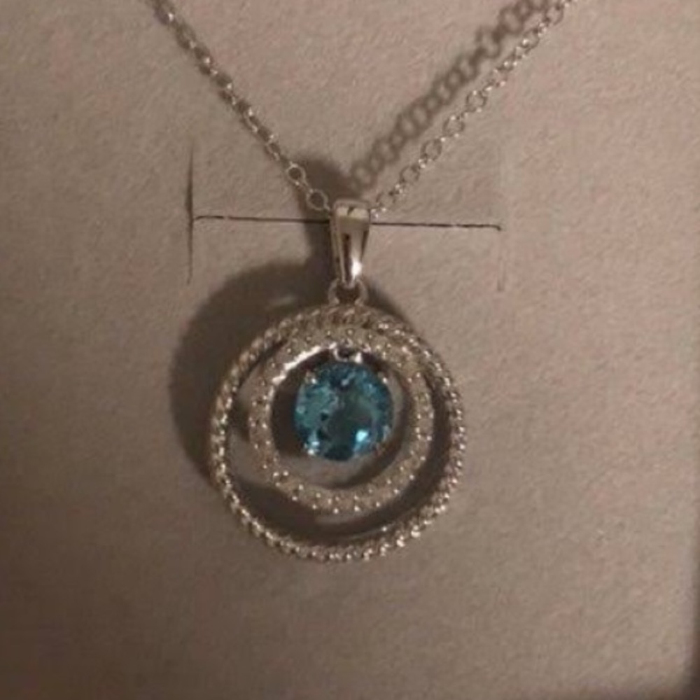 S. Silver Swiss Blue Topez & W. Sapphire Necklace